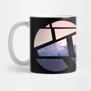 mountain landscape in splitted circle Mug